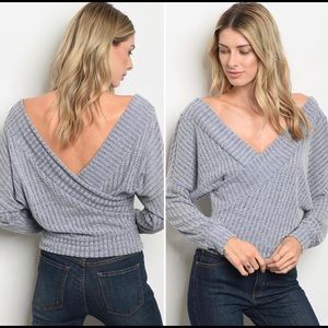 Blue/grey wrap sweater!